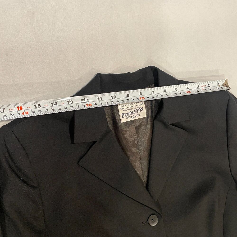~ Pendleton Blazer Black Stretch Wool 12p* No Tag Portland OR Vtg Lapel Pocket - Picture 10 of 15